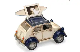 KPH Auto creme-blau 20x12x12 cm Rahmen+ Spardose