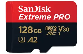 SanDisk Extreme Pro 128GB 200 MB/s micro SDXC UHS-I, U3, V30, A2, C10+ SD Adapter