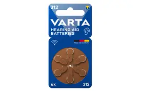 Varta Hearing Aid 312, 6er Blister, Hörgeräte-Batterien