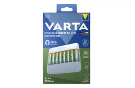 Varta Eco Charger Multi Recycled + 8x AA 2100 mAh, Ladegerät inkl. NiMh Akkus