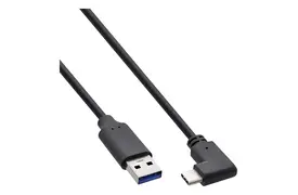 InLine USB 3.2 Kabel, USB-C Stecker gewinkelt an A Stecker, schwarz