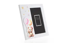 ZEP Colin 10x15 cm Hochformat weiß-rosa, Baby-/Kinderrahmen aus Holz, zum Stellen