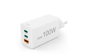 Hama 100W Schnellladegerät GaN, weiß 2x USB-C, 1x USB-A, Mini Ladegerät